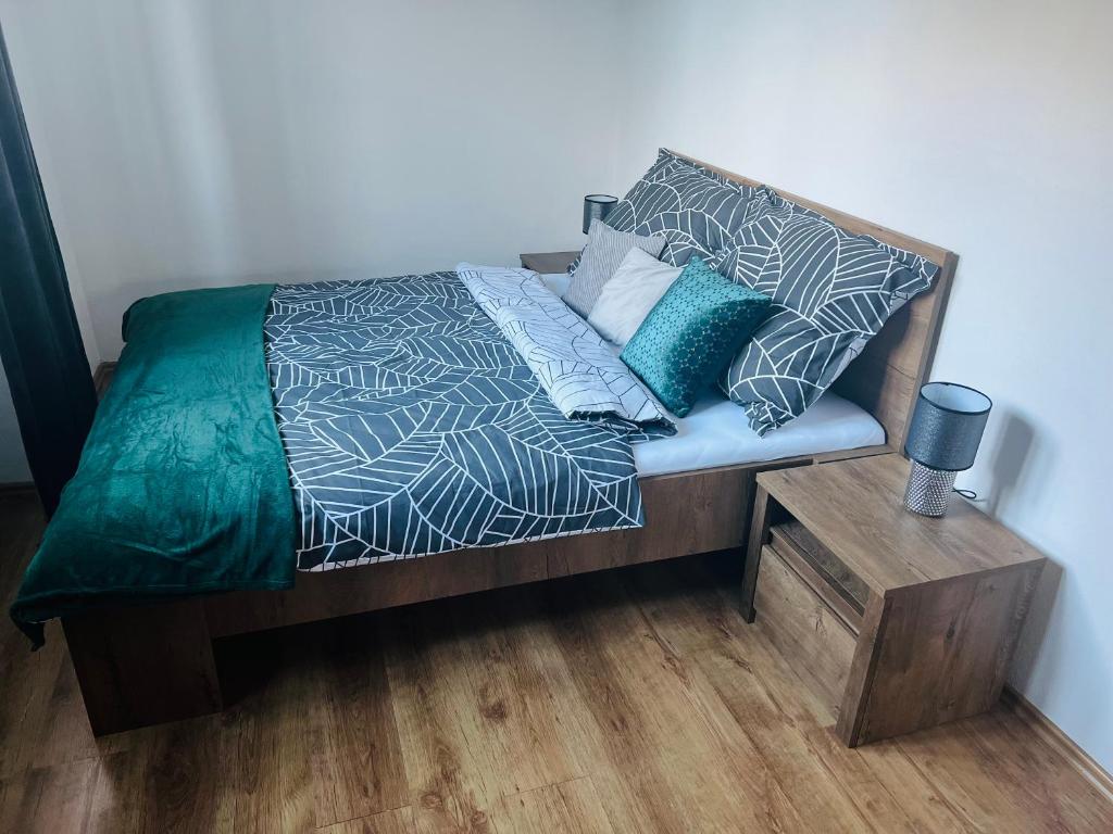 Postel nebo postele na pokoji v ubytování Dubnovka Mikulov