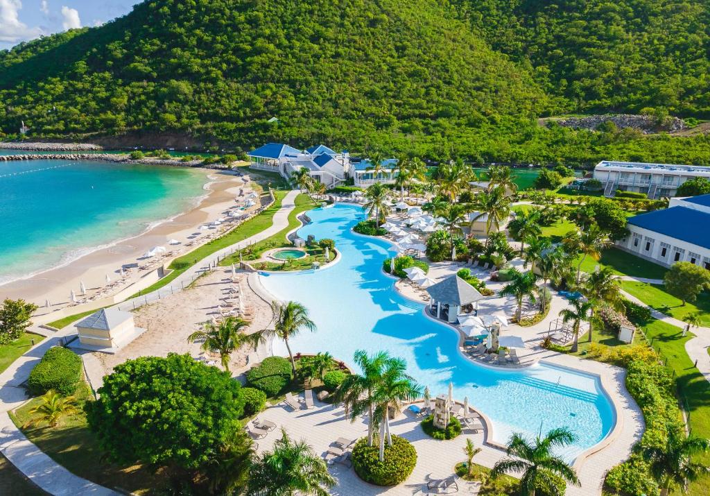 an aerial view of the resort and the beach at Secrets St. Martin Resort & Spa in Grand Case