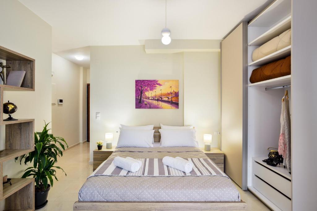 Krevet ili kreveti u jedinici u okviru objekta Avanti Chania Luxury Apartment