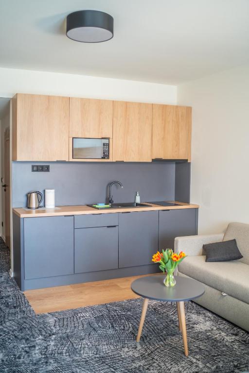 Kuchyň nebo kuchyňský kout v ubytování Lux apartmán v hoteli Akvamarín Bešenová