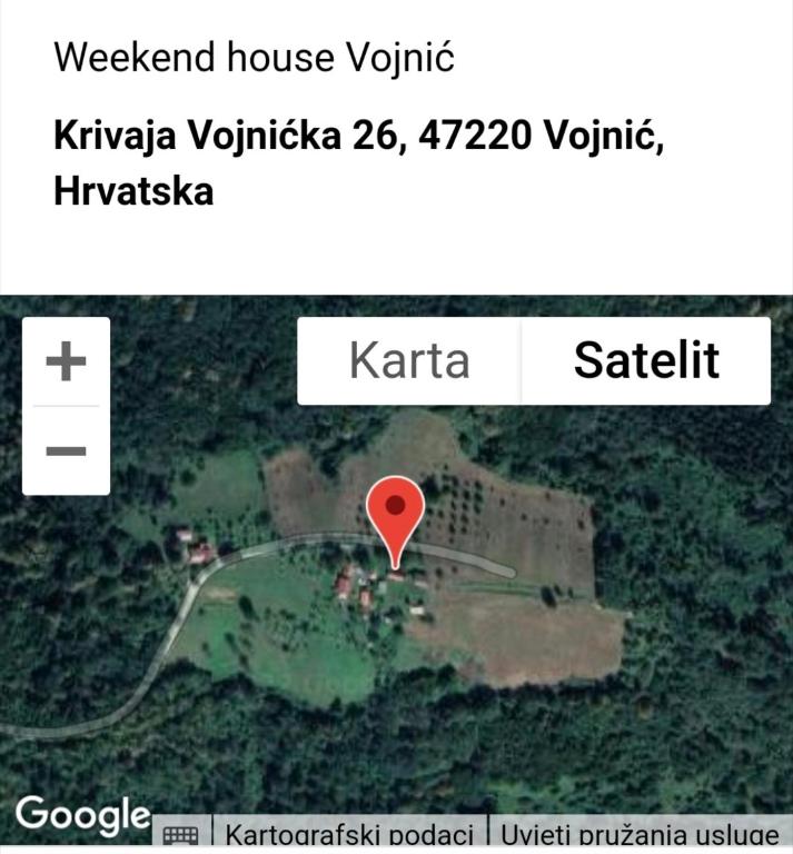 a screenshot of a map of a island with a red marker at Holiday house Giovanna in Vojnić