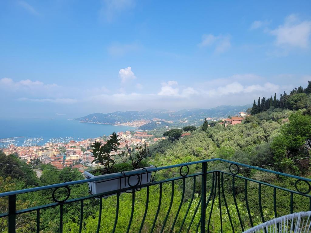 a view of a city from a hill with the ocean at Sea view in Lerici