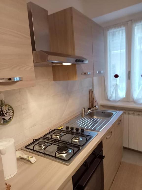 kuchnia z płytą kuchenną i zlewem w obiekcie Casa marlene w mieście Orino