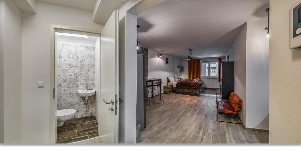 Kúpeľňa v ubytovaní Duna Aréna Boutique Apartment