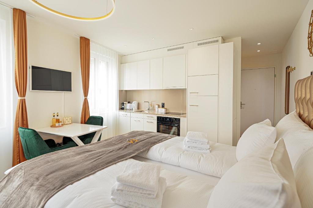 Kuchyň nebo kuchyňský kout v ubytování EH Apartments Merkur