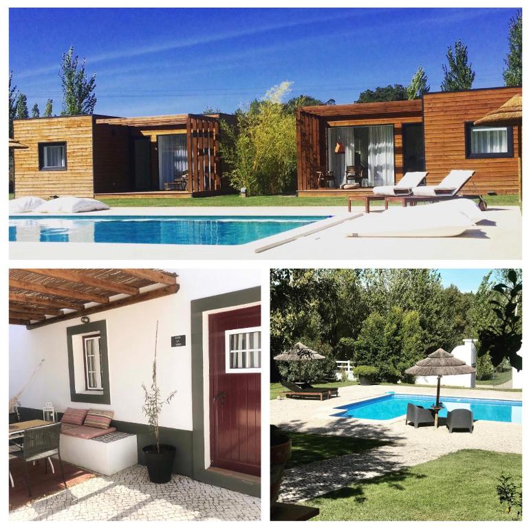 a house with a swimming pool and a villa at Country House Villas Santarém in Santarém