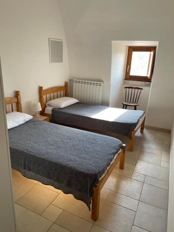 sypialnia z dwoma łóżkami i oknem w obiekcie Casa Trieste w Alberobello