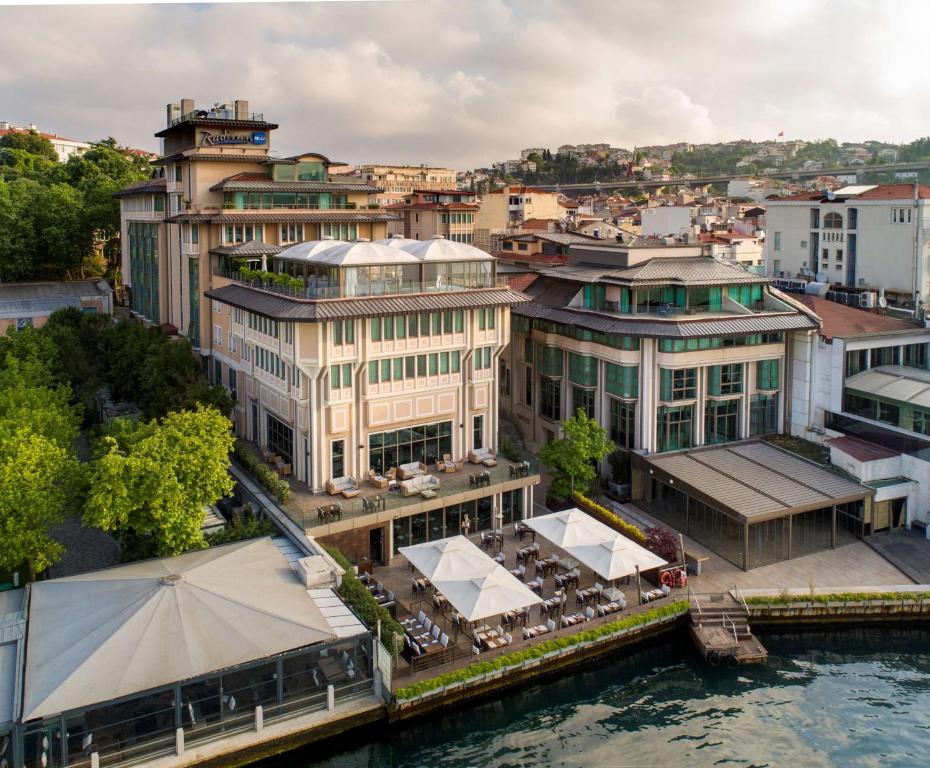 vista sul tetto di una città con un fiume e edifici di Radisson Blu Bosphorus Hotel a Istanbul