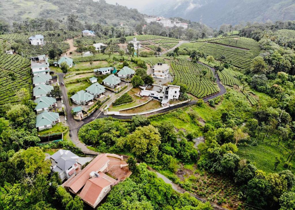 an aerial view of a house in a vineyard at VAGAMON GREEN HAVEN RESORT in Vagamon