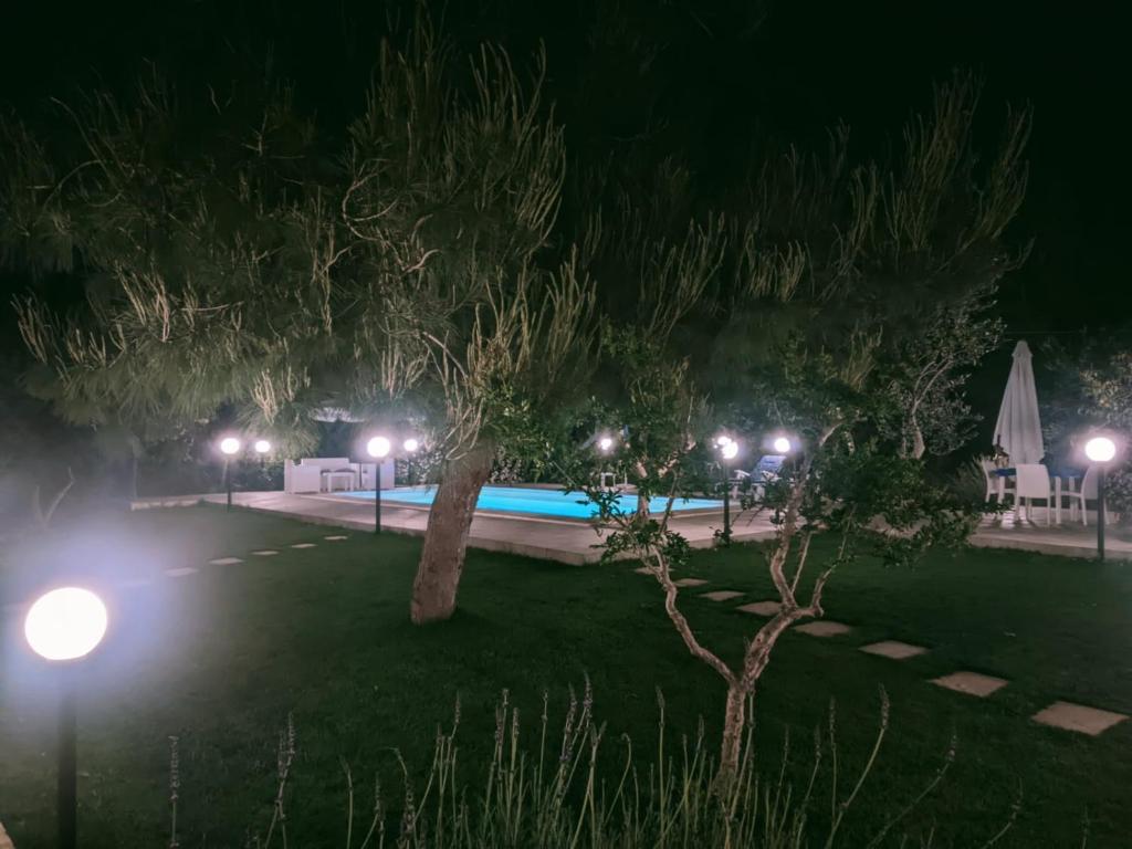 トッレ・スーダにあるVerdebluの夜間の照明付きスイミングプール