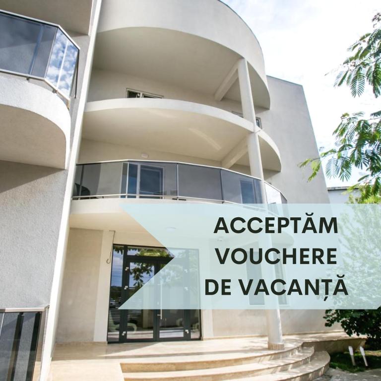 a building with the text argentinian volunteer de vaza at Vila Kalliopi in Eforie Nord