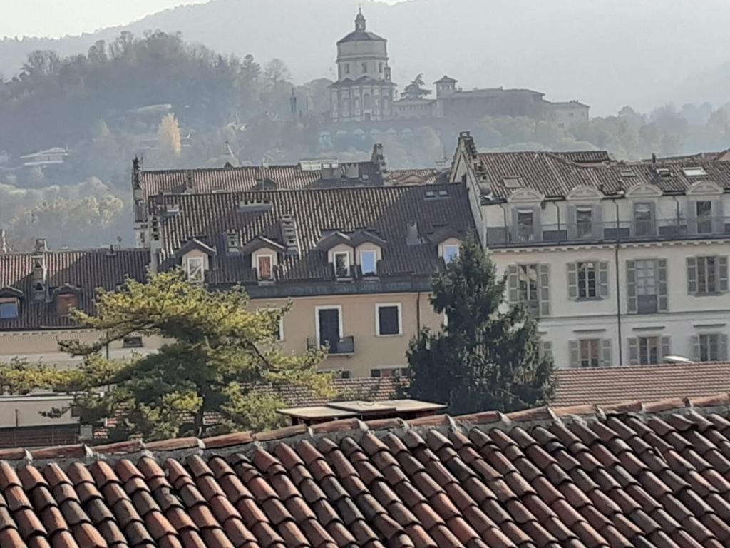 uma vista para uma cidade com edifícios e árvores em Alloggio Torino InQuadro em Turim