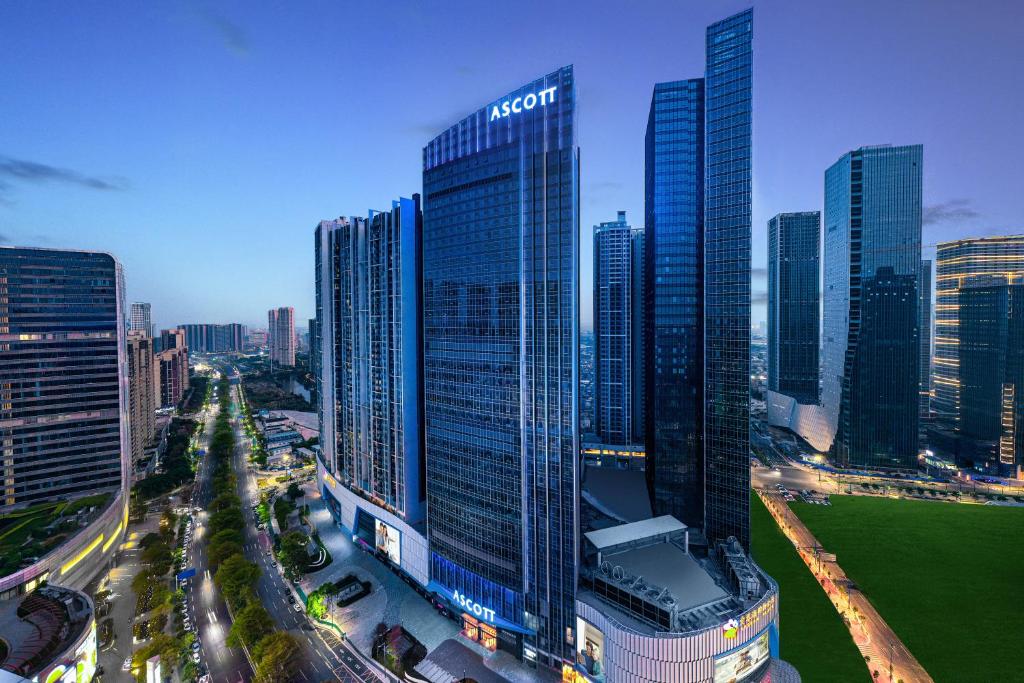 a view of a city with tall buildings at Ascott M-City Foshan in Foshan