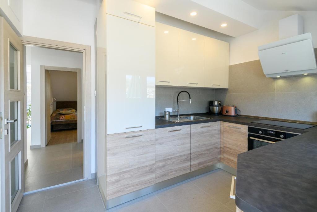 Kuchyň nebo kuchyňský kout v ubytování Apartments Rašica