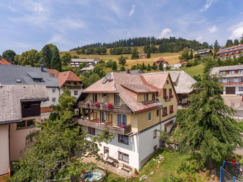 an aerial view of a town with houses at Gästehaus Wissler in Todtnau