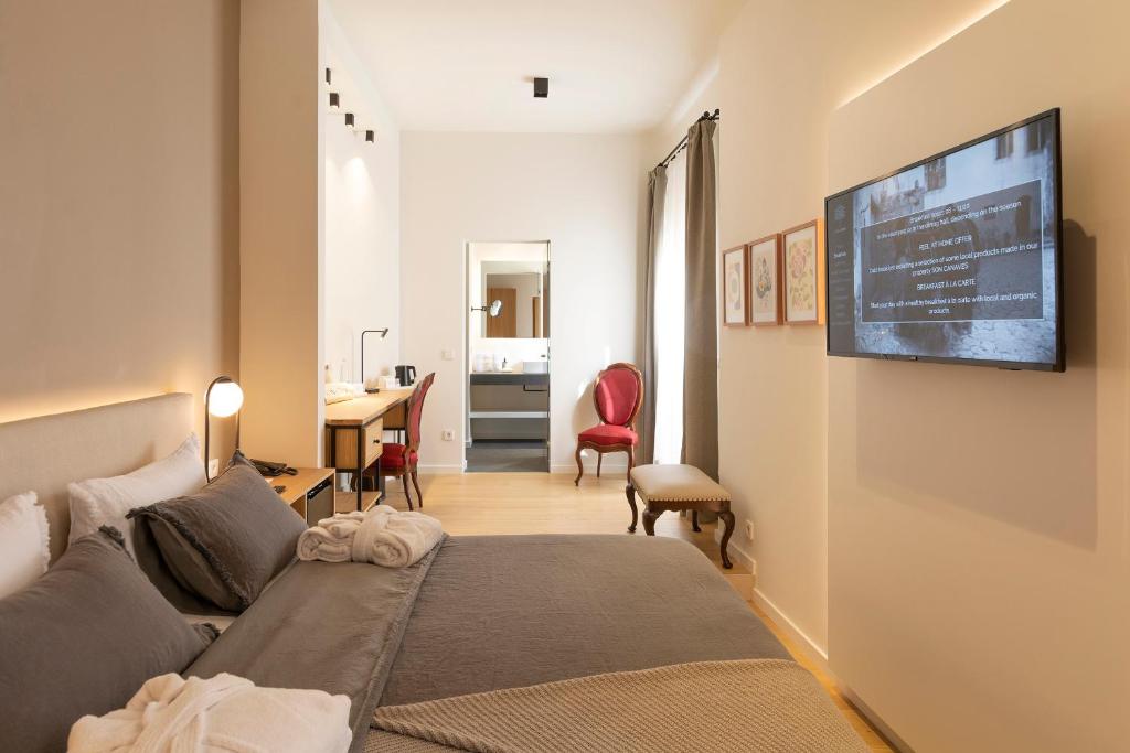 TV a/nebo společenská místnost v ubytování Hotel Can Cirera