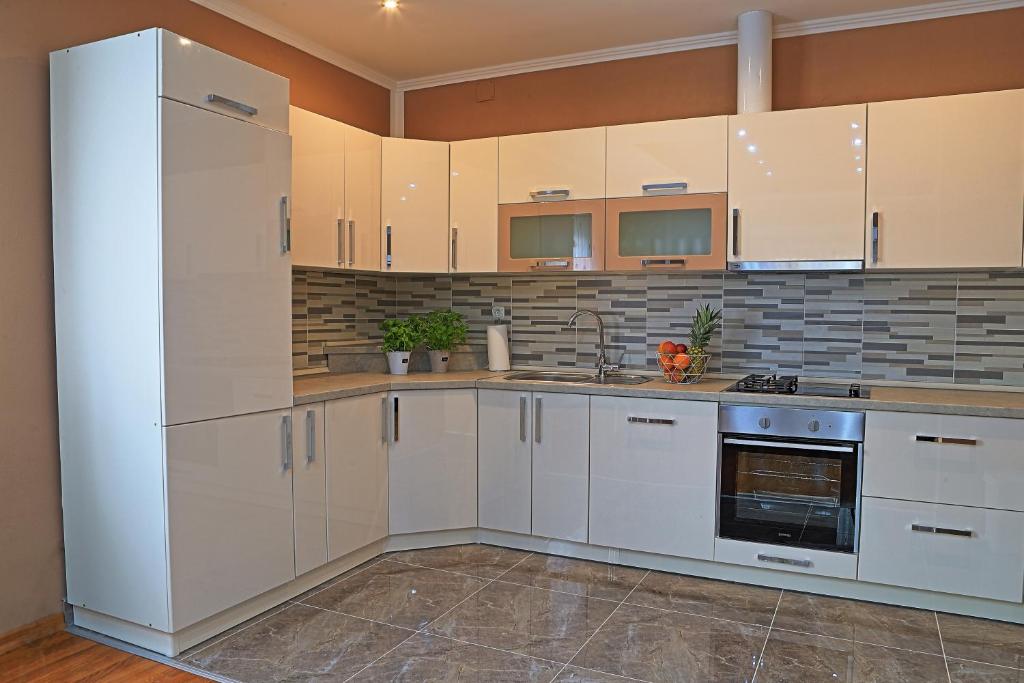 Kuchyň nebo kuchyňský kout v ubytování Holiday House Lana