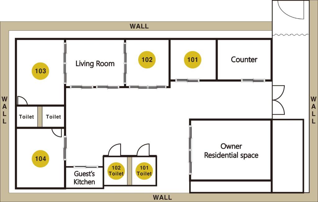 einem Blockdiagramm eines Gebäudes in der Unterkunft Hanok Guesthouse Suni in Seoul