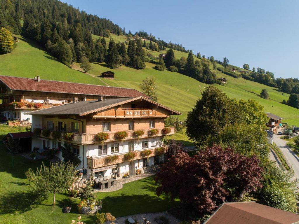 an aerial view of a hotel in the mountains at Anderla 1 in Wildschönau