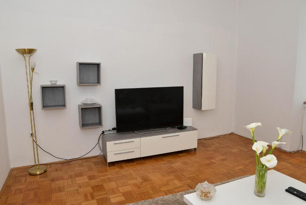 Televízia a/alebo spoločenská miestnosť v ubytovaní Apartment Škunca