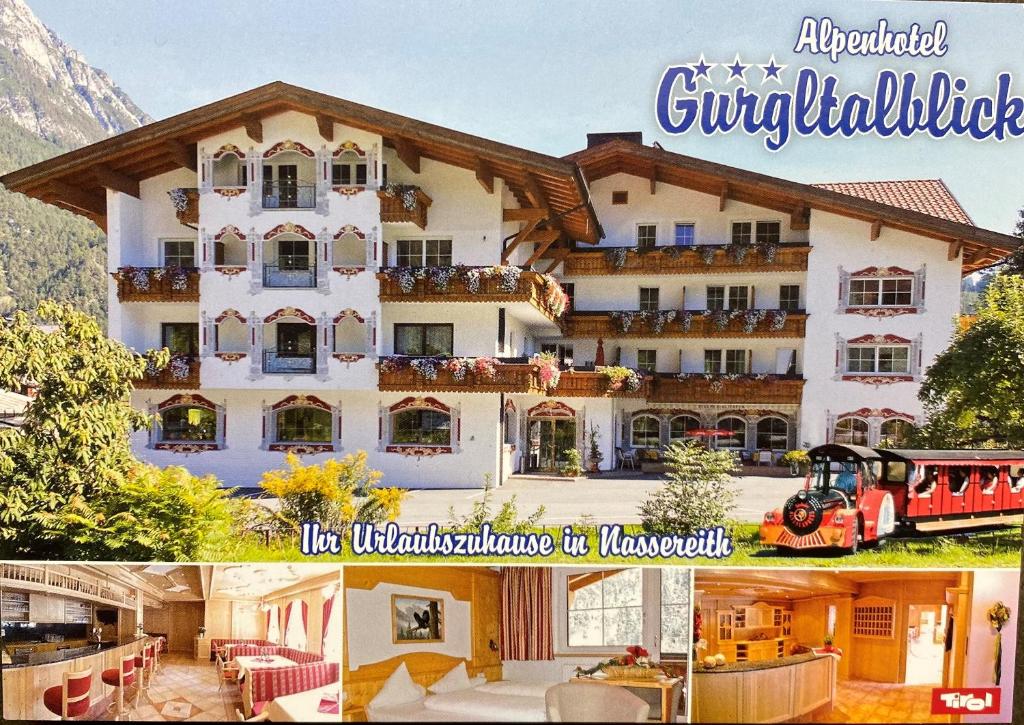 a collage of two pictures of a hotel at Alpenhotel Gurgltalblick in Nassereith