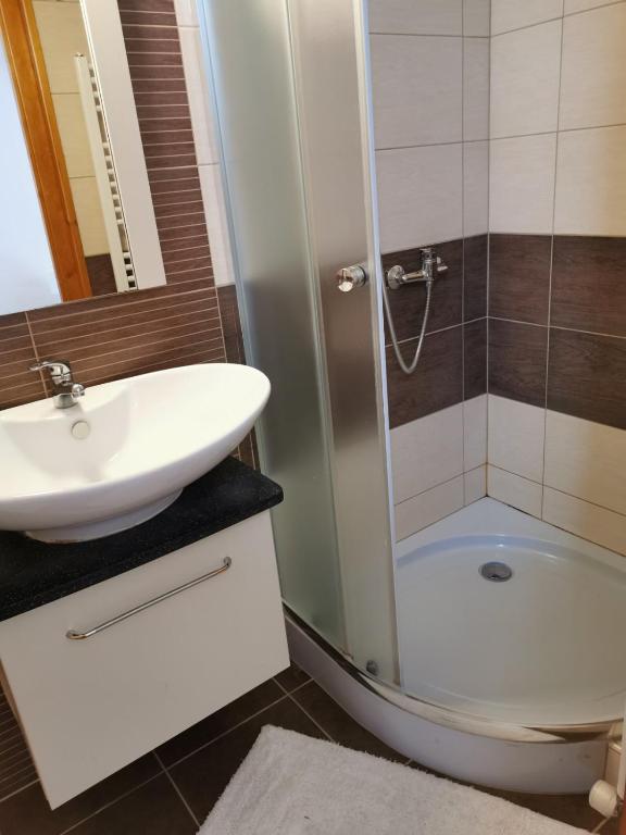 Kúpeľňa v ubytovaní Tiborc Apartman