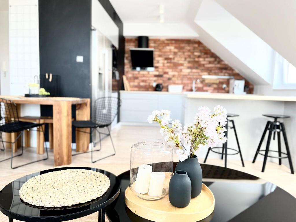 Kuchyň nebo kuchyňský kout v ubytování Ach to tu Apartament