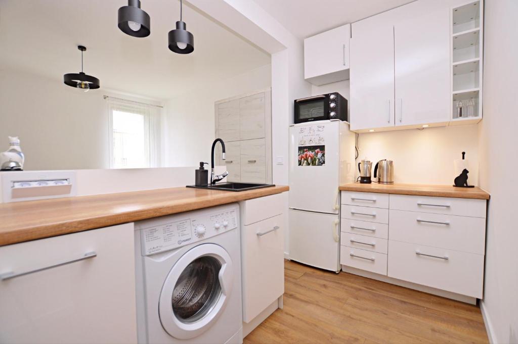 Kuchyňa alebo kuchynka v ubytovaní Seaside Studio Apartment Dworska