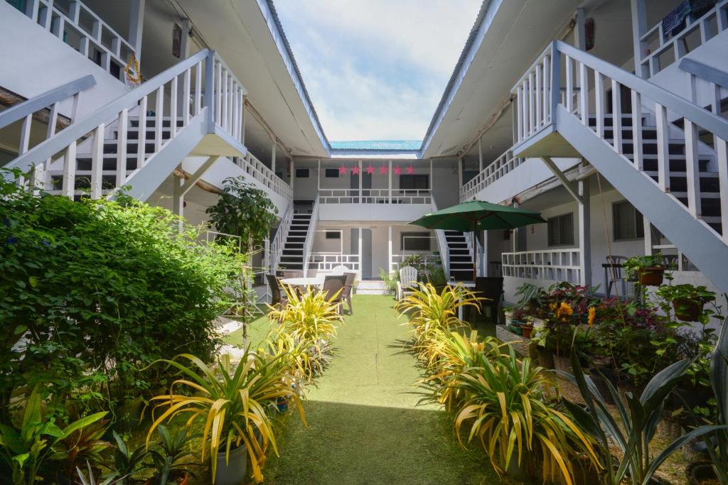 a view of the courtyard of a building at Boracay Morning Beach Resort in Boracay