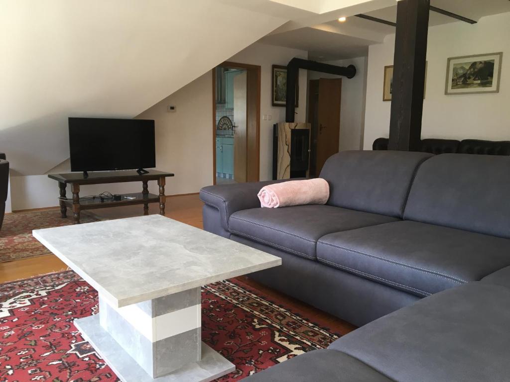 TV a/nebo společenská místnost v ubytování Rooms Hrominc