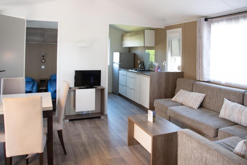 TV a/nebo společenská místnost v ubytování Chalets Eureka & Bloemenduin Koksijde