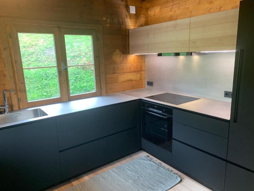 Kuchyň nebo kuchyňský kout v ubytování Ferienwohnungen im Blockhaus Metzler