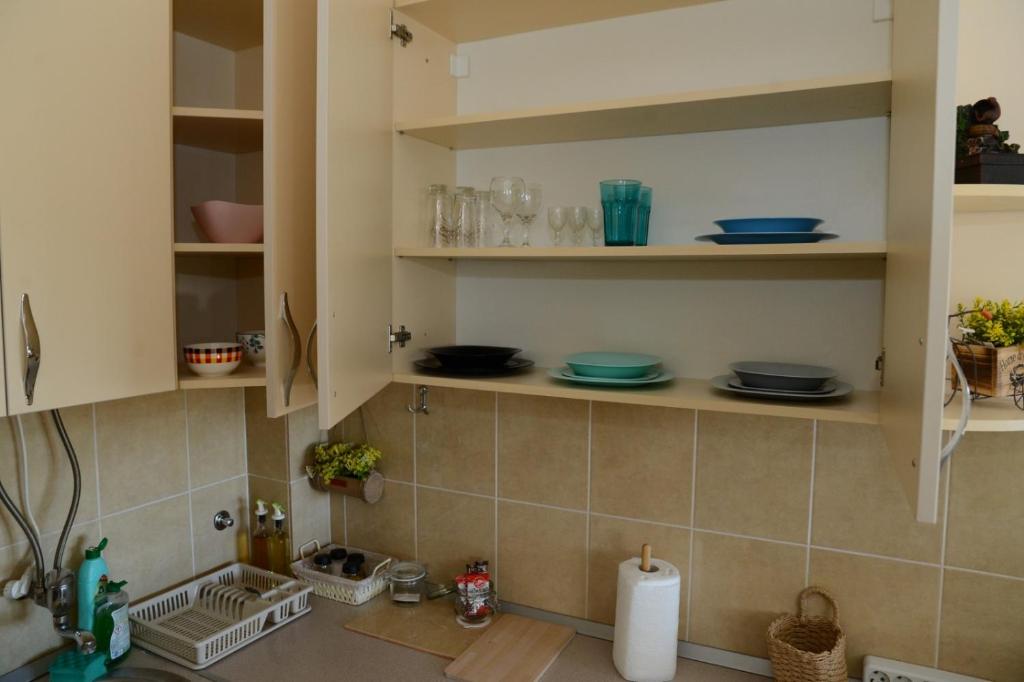 Kuchyň nebo kuchyňský kout v ubytování Studio Apartman Dunja