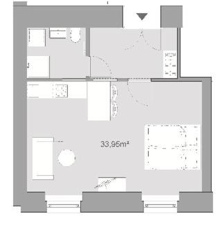The floor plan of LK43-lodging city-apartments, kontaktlos mit Self Check-In