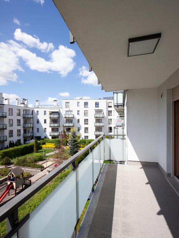 Balkón alebo terasa v ubytovaní Waw Apartamenty Wilanów Branickiego