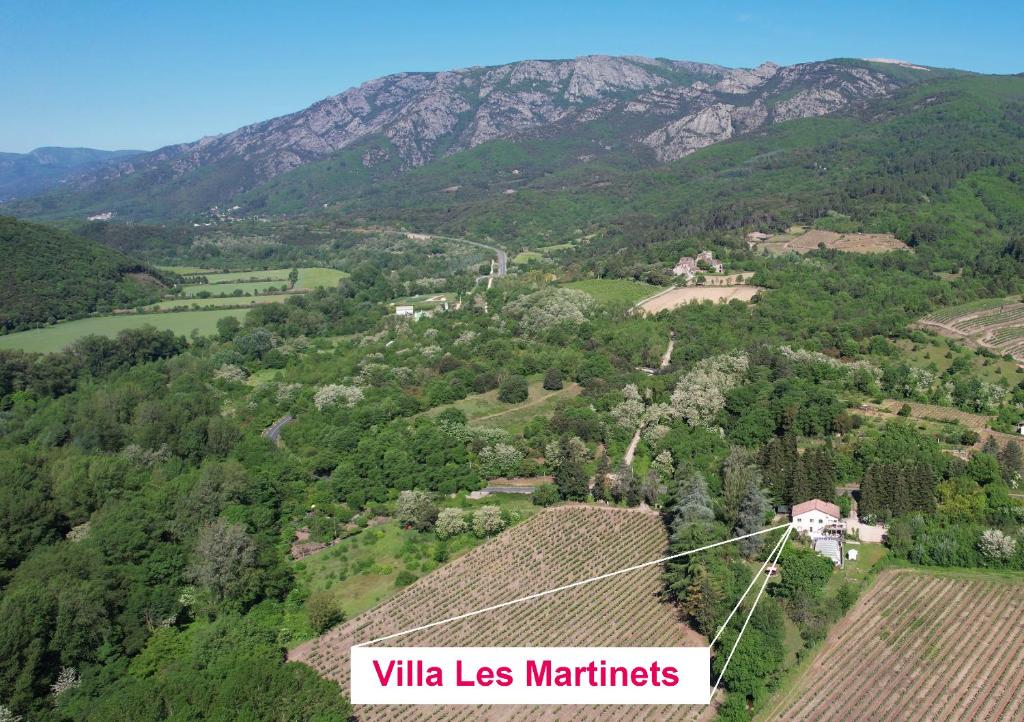 an aerial view of a valley with mountains at Villa Les Martinets - Piscine et Jacuzzi-Voie Verte Passa Pais-Gorges d'Héric-Massif du Caroux-Chambre d'hôte in Le Poujol-sur-Orb