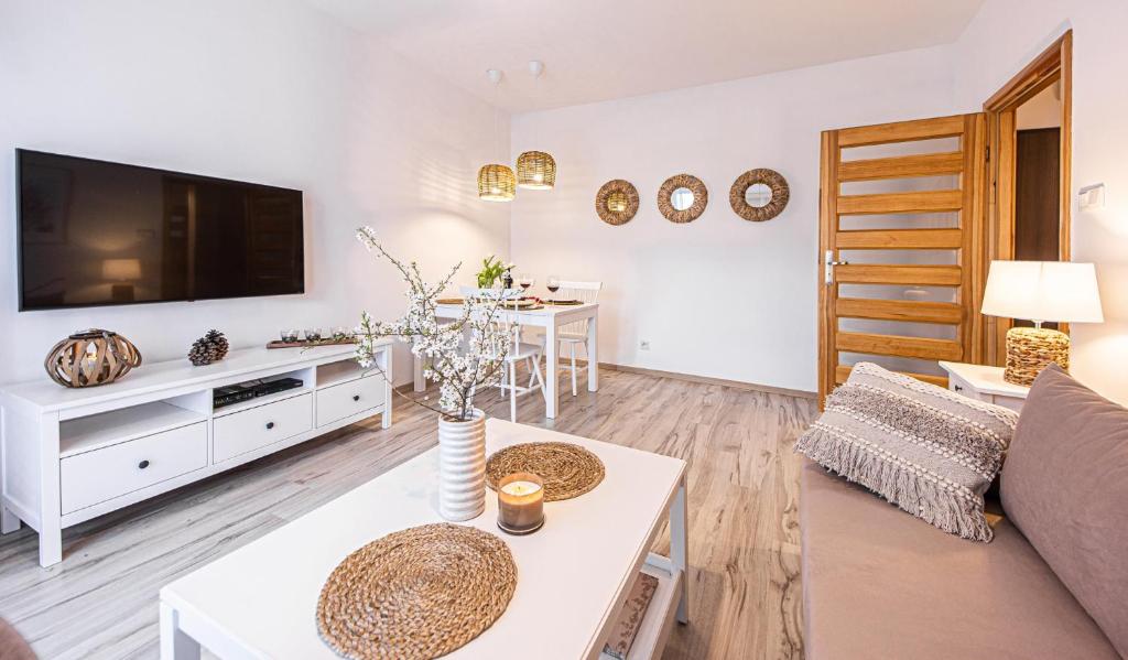 Televízia a/alebo spoločenská miestnosť v ubytovaní Apartament No 6 - HOME APART