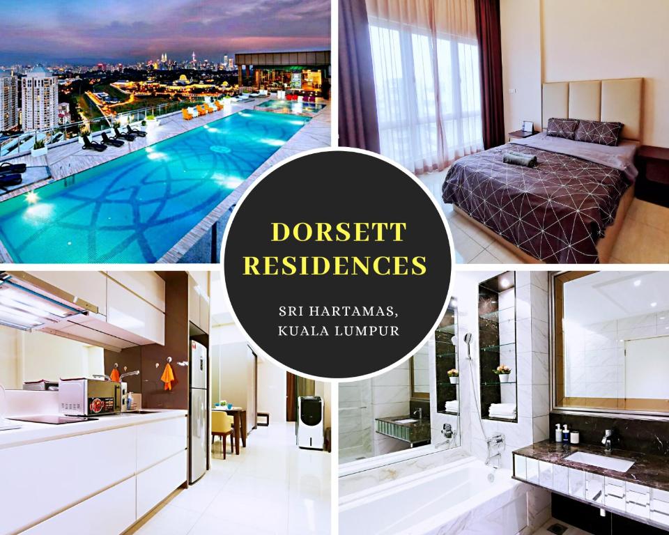a collage of photos of a hotel room with a pool at SKY POOL Luxury Suite 2-4Pax at KL City in Kuala Lumpur