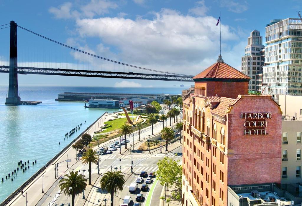 a view of a city with a bridge in the background at Harbor Court Hotel in San Francisco