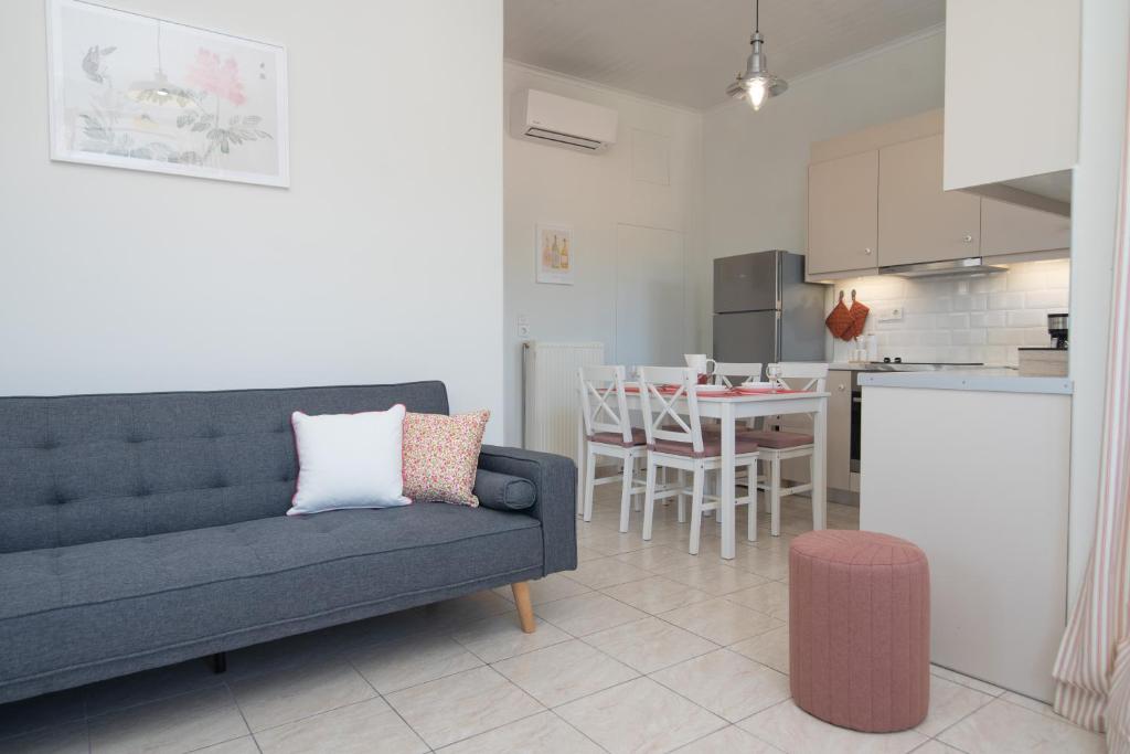 Kuchyň nebo kuchyňský kout v ubytování Antheon apartments