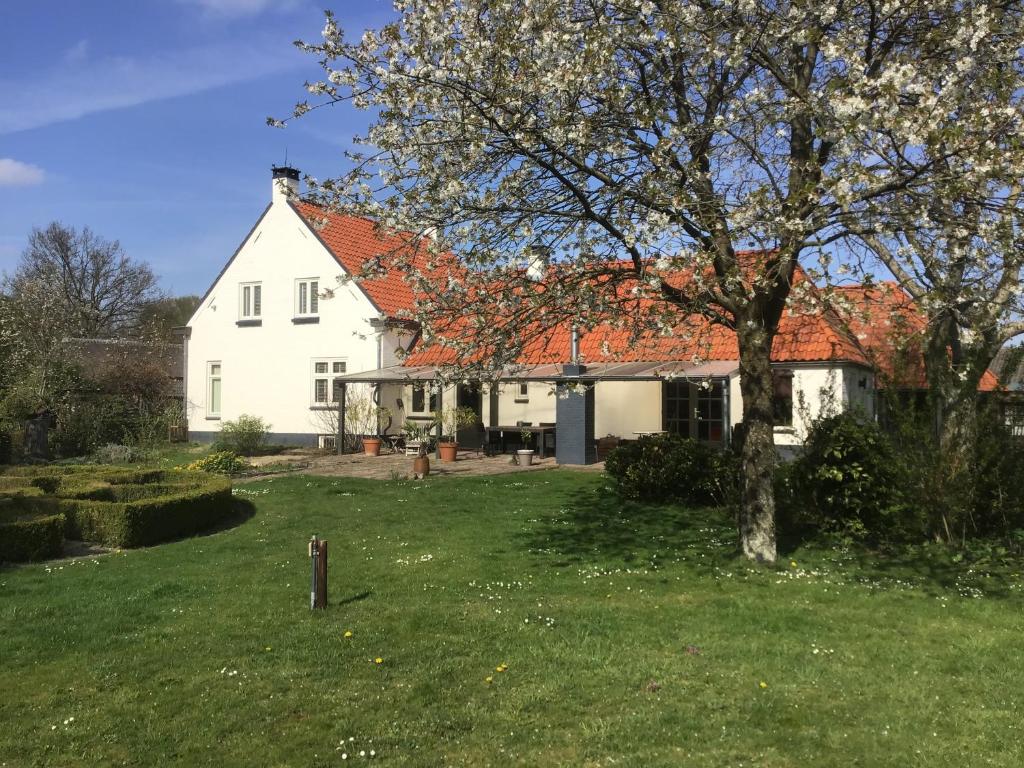 una casa blanca con un árbol en el patio en Horse and Hound, en Riethoven