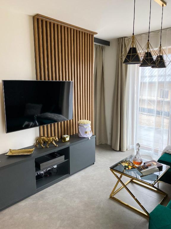 Televízia a/alebo spoločenská miestnosť v ubytovaní Top Hill apartmán - Kubínska hoľa