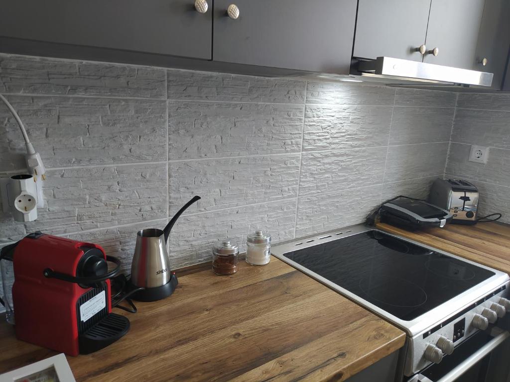 Kuchyňa alebo kuchynka v ubytovaní Πλατανακι 2 Seaview Apartment