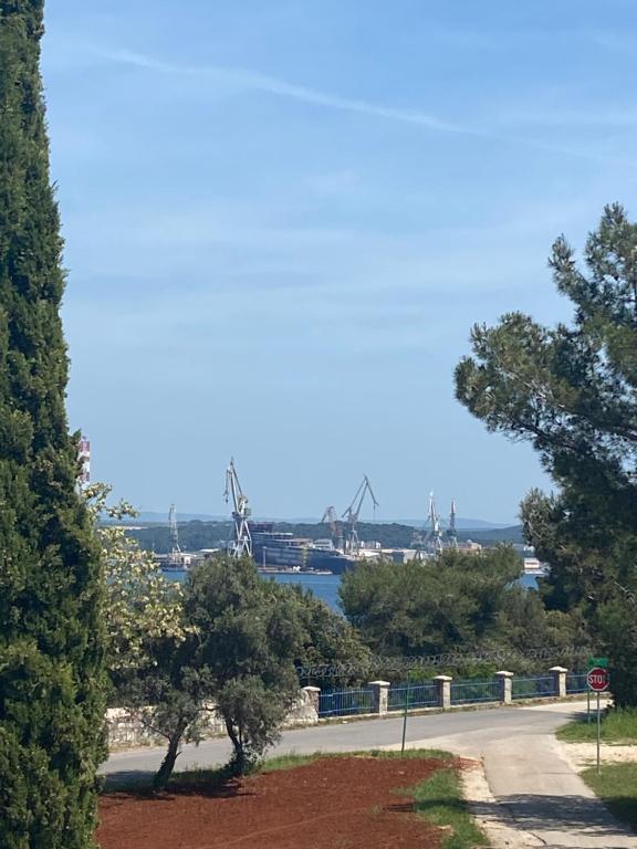 a view of a harbor from a road at Villa Mara in Pula