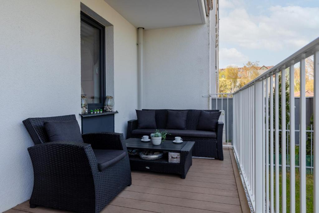 Balkón alebo terasa v ubytovaní Osiedle Feniks Kołobrzeg by Noclegi Renters