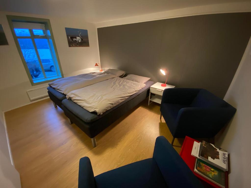 Voodi või voodid majutusasutuse Hengifosslodge Skáldahús toas