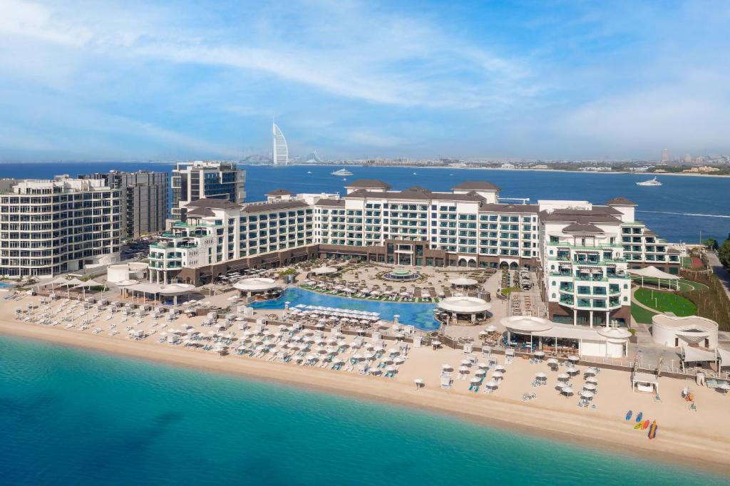 an aerial view of a resort on the beach at Taj Exotica Resort & Spa, The Palm, Dubai in Dubai