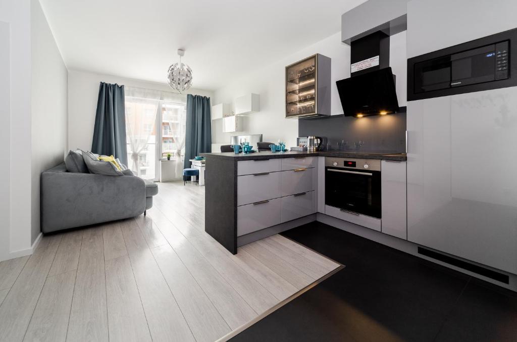 Kuchyňa alebo kuchynka v ubytovaní Apartamenty Gdansk EU - Baltica Towers 223