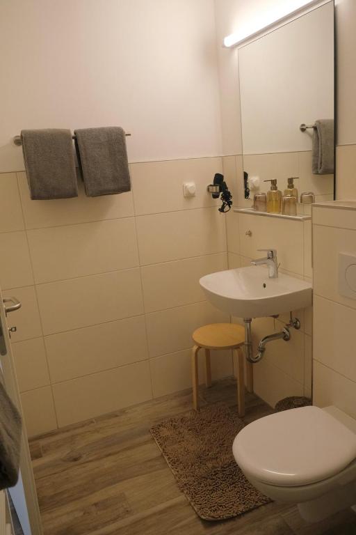 Koupelna v ubytování Gästehaus Langhals