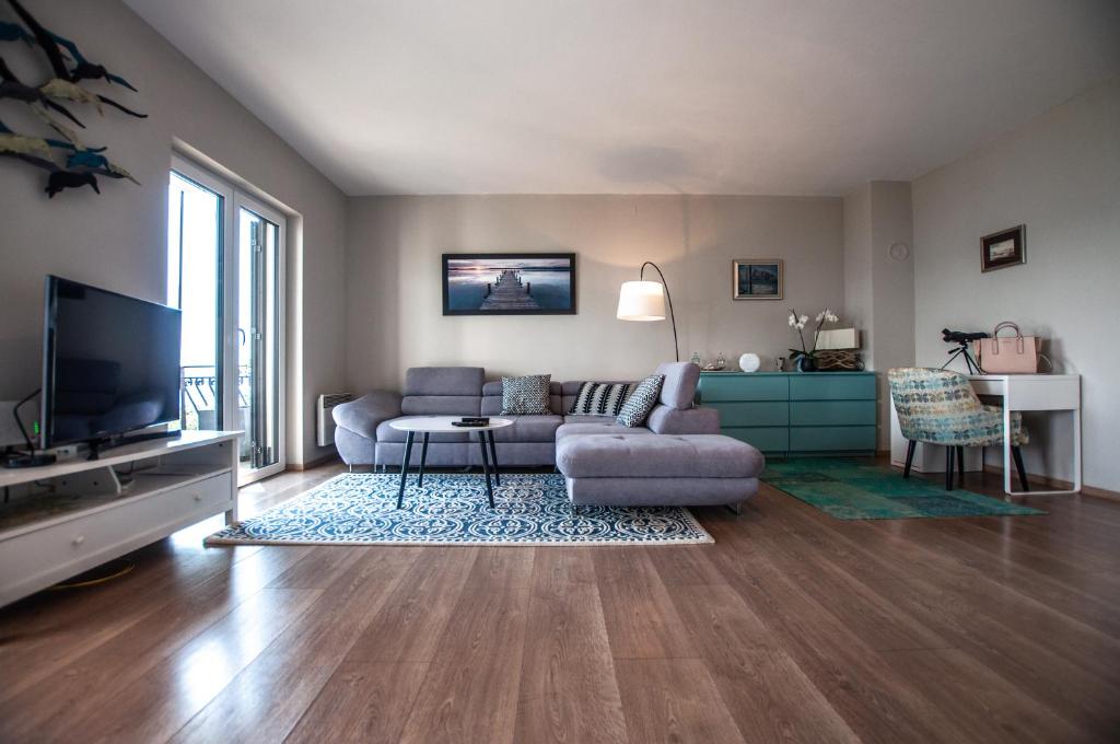 TV a/nebo společenská místnost v ubytování Sea View Apartments Debeli Rtič